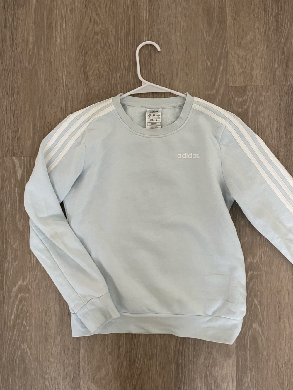 adidas Light Blue Crewneck Sweatshirt with White 3-Stripes